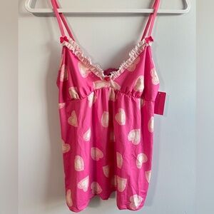 NWT Betsey Johnson Heart Babydoll Top Slip/Night Gown Vtg Y2K Valentines